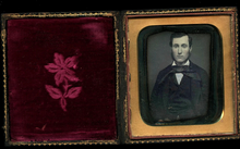 Load image into Gallery viewer, 1/4 Daguerreotype of Handsome Man with Large Tie & Sideburns 1840s