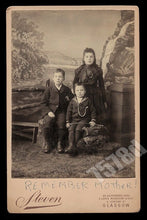 Load image into Gallery viewer, "Remember Mother!" 3 Sad Children Possibly Mourning Photo Orphan Siblings 1800s