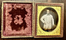 Load image into Gallery viewer, Pre Civil War Daguerreotype Man in White Suit Tinted Tie Georgia Estate 1850s