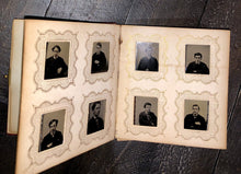 Load image into Gallery viewer, Miniature 1860s Photo Album + 63 Gem Tintypes Mostly Young Men & Boys