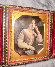Load image into Gallery viewer, Beautiful Woman in Rare Double Door "LARWILL" Style Case 6th Plate Daguerreotype