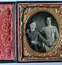 Load image into Gallery viewer, Two ID'd Slocum Sisters 1/6 Plate Ruby Ambrotype Identified Pennsylvania Girls