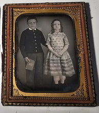 Load image into Gallery viewer, 1/4 Daguerreotype by MCELROY ID'd Siblings, Boy & Girl 1850s Prob Massachusetts