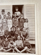 Load image into Gallery viewer, Antique Photo One Room Schoolhouse Early 1900s Barefoot Boys With Baseball Bat