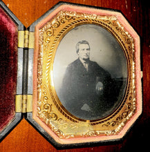 Load image into Gallery viewer, ID'd Doctor Rhinerson in Octagonal Thermoplastic Case 1/6 Tintype 1860s Photo