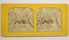 Load image into Gallery viewer, Amazing 1860s Tissue Stereoview Photo ~ Skeleton Army Boat Race!