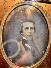 Load image into Gallery viewer, 1/4 Daguerreotype of ID'd Man Rhode Island 1850s Push Button Leather Case