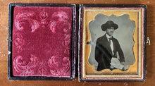 Load image into Gallery viewer, Early SEALED Tintype Photo DATED 1858 Miner or Prospector Holding Map
