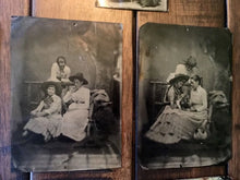 Load image into Gallery viewer, Lot of 9 Amazing Unusual Tintype Photo - Victorian Girls Play Acting Witch Dance