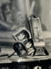 Load image into Gallery viewer, Unusual Tintype Girl with Boy's Photo Pinned to Dress PIP Mourning? Stereoviewer