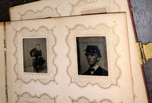 Load image into Gallery viewer, Miniature 1860s Photo Album + 63 Gem Tintypes Mostly Young Men & Boys