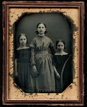 Load image into Gallery viewer, 1/4 1840s Daguerreotype Little Girls, Sisters One Holding a Hoop Toy