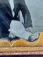 Load image into Gallery viewer, Early SEALED Tintype Photo DATED 1858 Miner or Prospector Holding Map