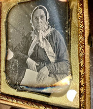 Load image into Gallery viewer, Florida or Georgia? 1/6 Daguerreotype Woman Holding Newspaper Eyeglasses Bonnet