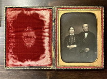 Load image into Gallery viewer, Half Plate Daguerreotype Affectionate Man & Woman / Husband & Wife Leather Case