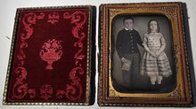 Load image into Gallery viewer, 1/4 Daguerreotype by MCELROY ID'd Siblings, Boy & Girl 1850s Prob Massachusetts
