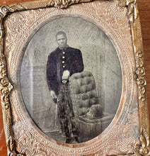 Load image into Gallery viewer, Tintype African American Man in Uniform Occupational or Soldier Antique Photo