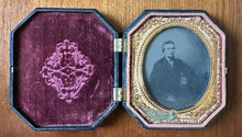 Load image into Gallery viewer, ID'd Doctor Rhinerson in Octagonal Thermoplastic Case 1/6 Tintype 1860s Photo