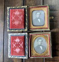Load image into Gallery viewer, Lot of Two 1/6 Daguerreotype Photo the Same Man / MOP Cases 1850s Antique