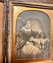 Load image into Gallery viewer, Rare Post Mortem Pet? 1/4 Ambrotype Woman and Dog Antique 1850s Photo