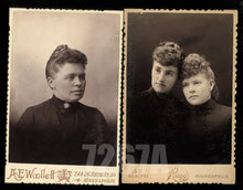 Load image into Gallery viewer, 2 cabinet card photos minnesota victorian women sisters in mourning black dress