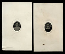 Load image into Gallery viewer, 2 Miniature 1860s Tintype Photos Blind Girl Black White Dress Not Post Mortem