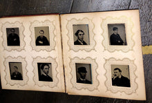 Load image into Gallery viewer, Miniature 1860s Photo Album + 63 Gem Tintypes Mostly Young Men & Boys