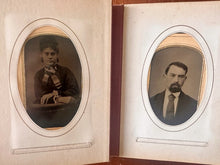 Load image into Gallery viewer, Leather Album 48 Antique Tintype Photo 1860s 1870 1880 1890s Victorian Men Women