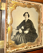 Load image into Gallery viewer, Ambrotype Victorian Woman Mourning Dress Hair Brooch Jet Bracelets Antique Photo