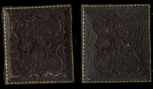Load image into Gallery viewer, 1/6 1850s DAGUERREOTYPE CONFIDENT BOY BIG TIE HOLDING HAT UNUSUAL PEDESTAL PHOTO