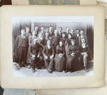 Load image into Gallery viewer, Boarding Club Antique Group Photo Winter of 1893 with Woman Holding Pet Cat