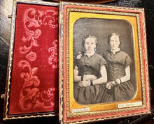 Load image into Gallery viewer, ID'd COLE Sisters Wearing Mourning Bands 1/6 Daguerreotype Photo Pr Fall River
