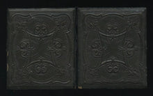 Load image into Gallery viewer, Double 1/6 Ambrotypes of Family Man Woman Wearing Mourning Bands 1860s Photos