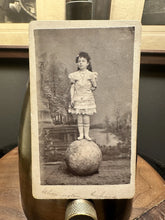 Load image into Gallery viewer, Rare CDV Photo ID'd GIRL ACROBAT Balancing on Ball Circus & Sideshow Pawnee Bill