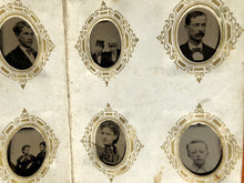 Load image into Gallery viewer, Miniature 1860s 1870s Tintype Album 64 Gem Photos Men Women Children Groups
