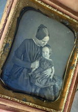 Load image into Gallery viewer, 1/6 Daguerreotype Photo Woman Holding Little Girl Affectionate Pose 1840s 1850s