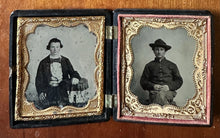 Load image into Gallery viewer, Two Images Young Civil War Soldier in & Out of Uniform in Double Case Tintype