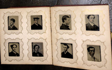 Load image into Gallery viewer, Miniature 1860s Photo Album + 63 Gem Tintypes Mostly Young Men & Boys