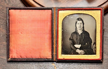 Load image into Gallery viewer, 1840s Daguerreotype Woman with Long Curls Leather Case
