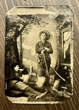 Load image into Gallery viewer, Tintype Armed Cowboy with Shotgun Knife Pistol Powder Flask AXE! ++ Drunk Buddy