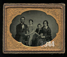 Load image into Gallery viewer, Large Ambrotype Photo ID'd Risher Family Group, Boy with Creepy Eyes! Coal Miner