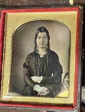Load image into Gallery viewer, 1840s Daguerreotype Woman with Long Curls Leather Case