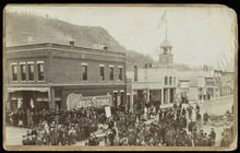 Load image into Gallery viewer, rare 1880s photo street scene republican political parade in rushford minnesota