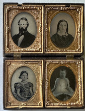 Load image into Gallery viewer, Quadruple 1/9 Thermoplastic Case with 4 Ambrotypes of Family 1850s