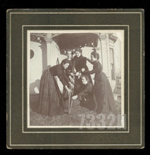 Load image into Gallery viewer, "Little Eva's First Lesson" - Cute Girls Bicycle Riding Lesson c1900 Bike Photo