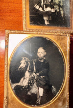 Load image into Gallery viewer, Lot of (4) 1/6 Ambrotype Photos Of Children Kids Tinted Toy Rocking Horse 1800s