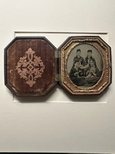 Load image into Gallery viewer, 1/6 Tintype Women Knitting Sewing Rare Occupational Photo in 1850s Union Case