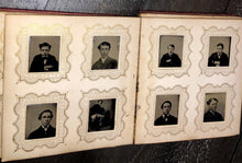 Load image into Gallery viewer, Miniature 1860s Photo Album + 63 Gem Tintypes Mostly Young Men & Boys