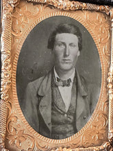 Load image into Gallery viewer, ID'd Man in Patriotic Case Died of Measles Civil War 1/9 Tintype Photo Soldier