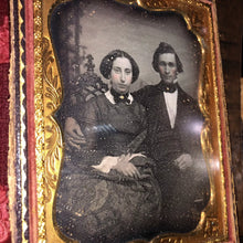 Load image into Gallery viewer, 1/4 Sealed Daguerreotype Photo of ID'd Man & Woman 1850s Massachusetts